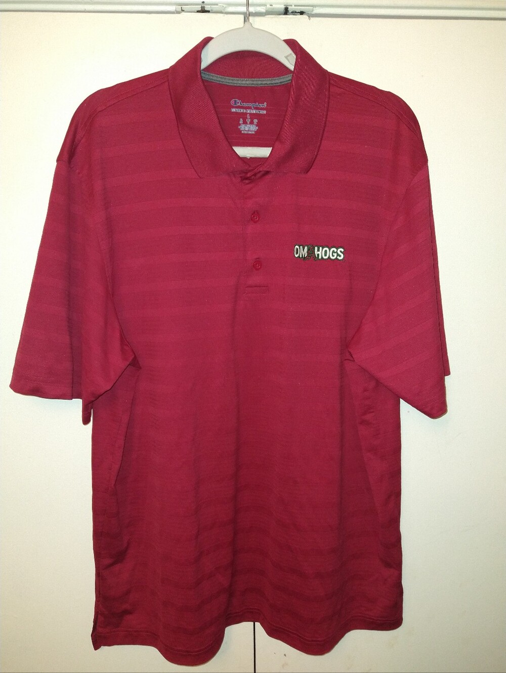 Champion Arkansas Omahoga NCAA Short Sleeve Polo Shirt Men's sz Large.